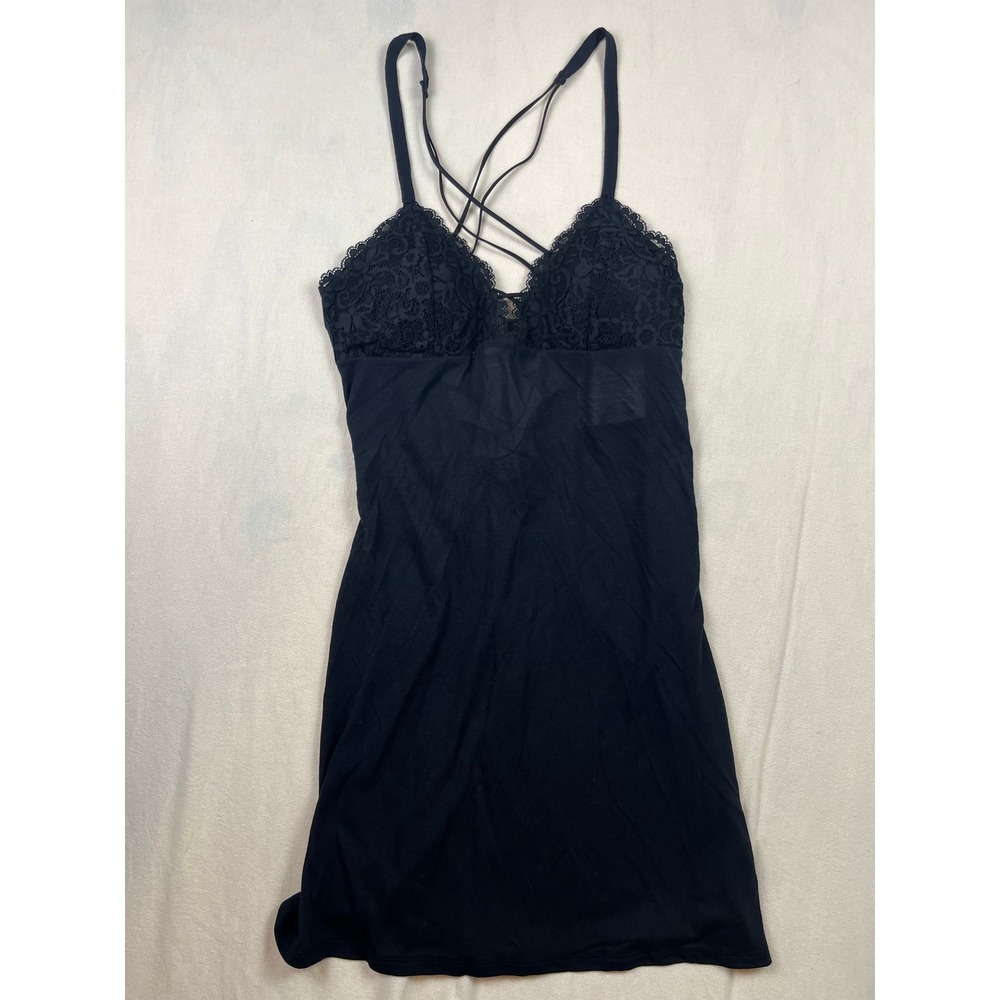 La Senza Black Lace Strappy‎ Chemise Nightgown Small NWT 11041625